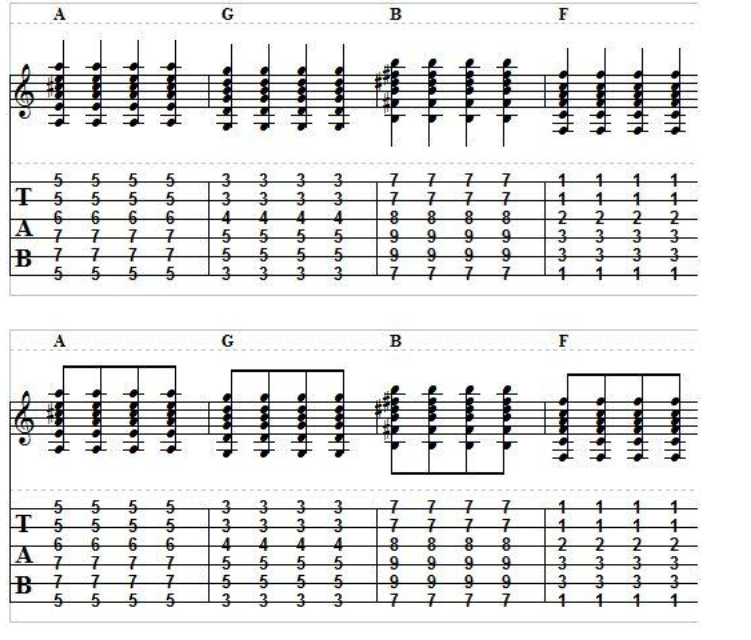 power chords vs barre chords exercise 2